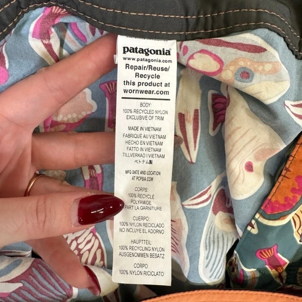 Patagonia Mens Boardshorts 38 Teal Green Tropical Fish Print Swim Trunks 7